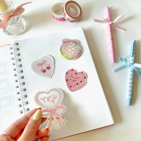 Set 4 stickere din vinil - Pink Coquette